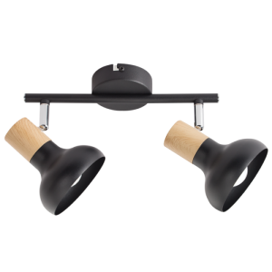 Bright Star Lighting - Black Metal with Wood Finish and Polished Chrome Spotlight - M