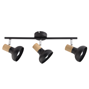 Bright Star Lighting - Black Metal with Wood Finish and Polished Chrome Spotlight - L