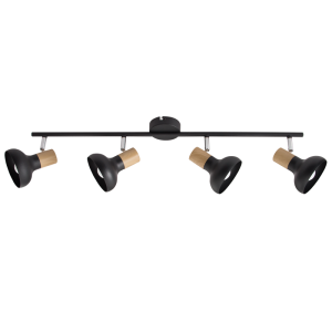 Bright Star Lighting - Black Metal with Wood Finish and Polished Chrome Spotlight - XL