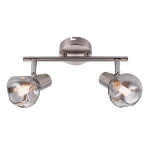 Bright Star Lighting - 1 Light Satin Chrome Spotlight with Smoke Colour Glass - M
