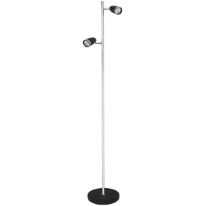 Bright Star Lighting - Black And Chrome Standing Lamp With 2X Globes