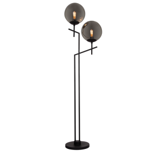 Bright Star Lighting - Black Standing Lamp with Smoke Glass