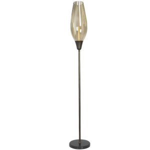 Bright Star Lighting - Metal Floor Lamp With Cognac Colour Glass