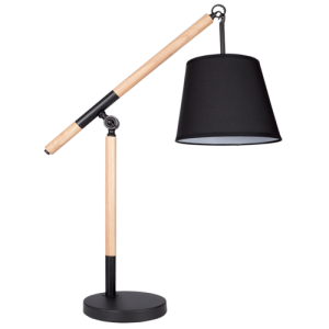 Bright Star Lighting - Metal And Wood Table Lamp With Black Fabric Shade