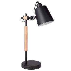 Bright Star Lighting - Metal And Wood Table Lamp With Adjustable Metal Shade