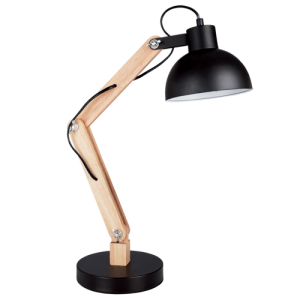 Bright Star Lighting - Metal And Wood Table Lamp With Adjustable Metal Shade
