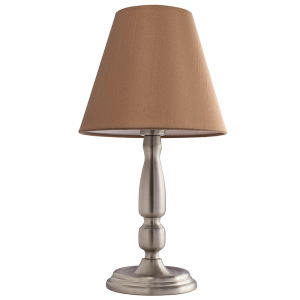Bright Star Lighting - Satin Chrome Table Lamp With Beige Fabric Shade