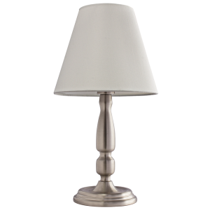 Bright Star Lighting - Satin Chrome Table Lamp With Cream Fabric Shade