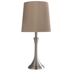 Bright Star Lighting - Satin Chrome Table Lamp With Hessian Colour Fabric Shade