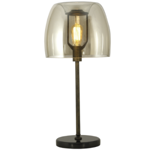 Bright Star Lighting - Metal Table Lamp With Cognac Colour Glass