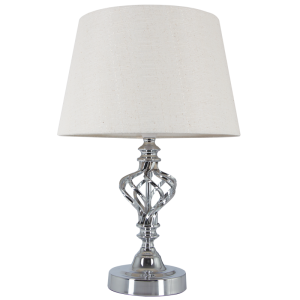 Bright Star Lighting - Polished Chrome Table Lamp With Cream Fabric Shade