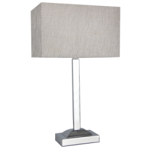 Bright Star Lighting - Polished Chrome Table Lamp With Champagne Fabric Shade
