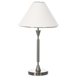 Bright Star Lighting - Satin Chrome Table Lamp With Fabric Shade