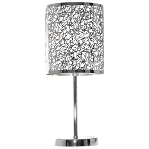 Bright Star Lighting - Table Lamp With Silver Patterned Shade - Polished Chrome