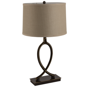 Bright Star Lighting - Black and Gold Aluminium Table Lamp With Hessian Shade