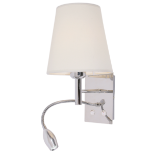 Bright Star Lighting - White Shade on Polished Chrome Wall Bracket