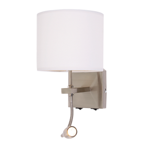 Bright Star Lighting - White Shade on Satin Chrome Wall Bracket