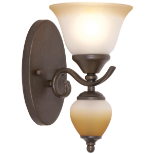 Bright Star Lighting - Up Facing Metal Wall Bracket in Rust Colour with Faded Brown Glass