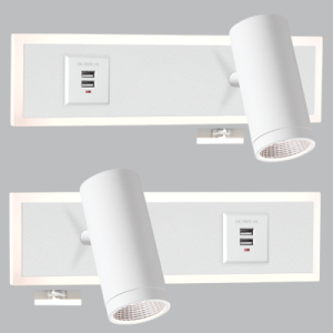 Bright Star Lighting - Twin Set of Bedside Wall Lamps With USB Port - Matt White
