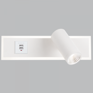 Bright Star Lighting - Aluminium and Acrylic Wall Bracket with 2 USB Ports and Switch