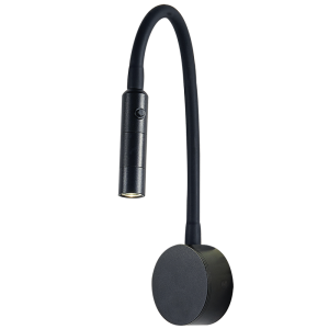 Bright Star Lighting - 3 Watt LED Slimline Flexible Bedside Wall Light - Black