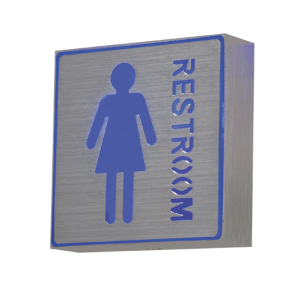 Bright Star Lighting - Blue Female Restroom Sign In Brushed Silver