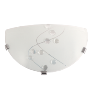 Bright Star Lighting - Ceiling Fitting with Patterned Frosted Glass and Clear Beads - S