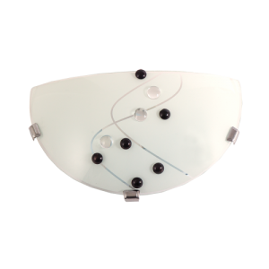 Bright Star Lighting - Ceiling Fitting with Patterned Frosted Glass and Black Beads - S