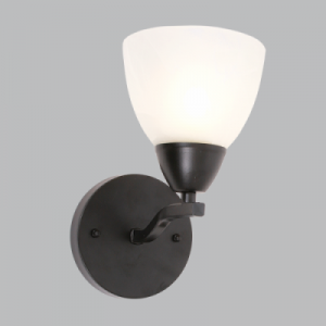 Bright Star Lighting - Matt Black Up Facing Metal Wall Bracket with Alabaster Glass