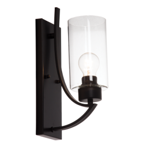 Bright Star Lighting - Black Metal Wall Bracket with Clear Glass