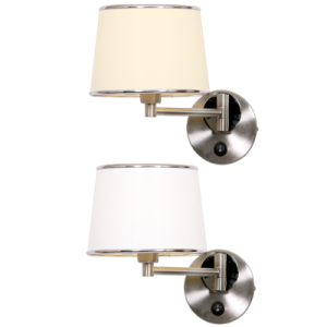 Bright Star Lighting - Satin and Polished Chrome Swing Arm Wall Fitting with Switch - Cream
