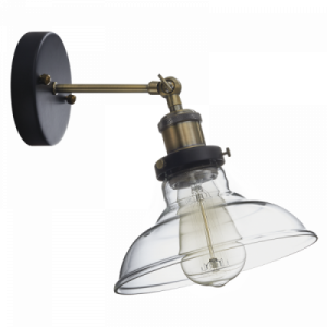 Bright Star Lighting - Antique Brass Wall Bracket with Clear Glass and Adjustable Arm