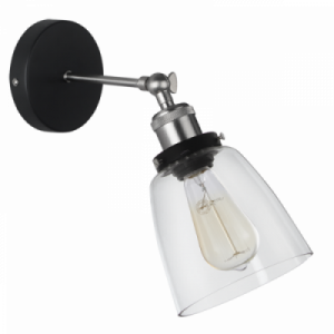 Bright Star Lighting - Satin Chrome Wall Bracket with Clear Glass and Adjustable Arm