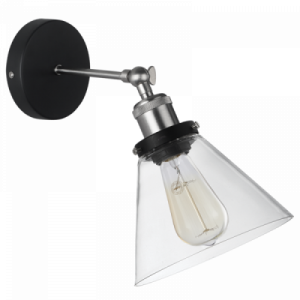 Bright Star Lighting - Satin Chrome Wall Bracket with Dome Shaped Clear Glass and Adjustable Arm