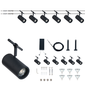 Bright Star Lighting - 10 Meter Black Wire System With 6x 5 Watt Lamps
