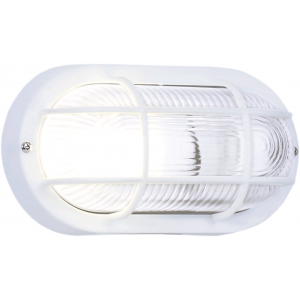Bright Star Lighting - Outdoor Oval PVC Bulkhead with Grid - White