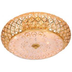 Bright Star Lighting - Gold 3 Light Ceiling Fitting with Patterned Glass
