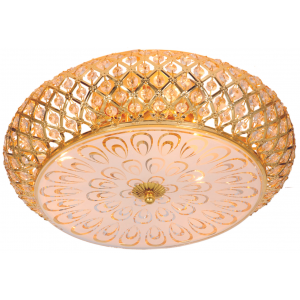 Bright Star Lighting - Gold 4 Light Ceiling Fitting with Patterned Glass