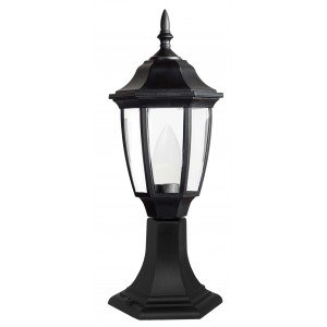 Bright Star Lighting - 6 Panel Polypropylene Pillar Lantern with Beveled Clear Polycarbonate Cover - Black