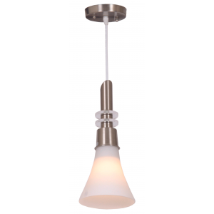 Bright Star Lighting - Satin Chome Pendant with Colour Glass - White