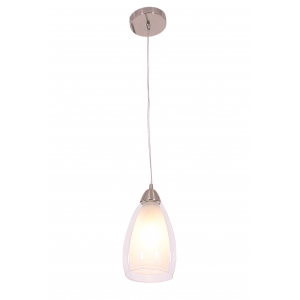Bright Star Lighting - Satin Chrome Pendant with Double Glass - White