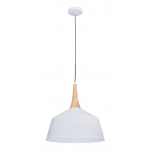 Bright Star Lighting - Metal and Wood Pendant - White