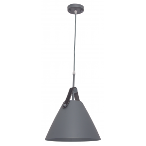 Bright Star Lighting - Metal Pendant with Leather Strap - Grey