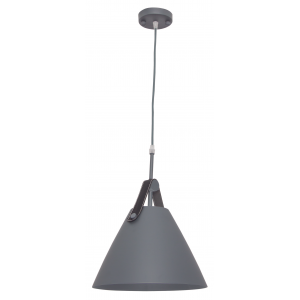 Bright Star Lighting - Metal Pendant with Leather Strap - Grey
