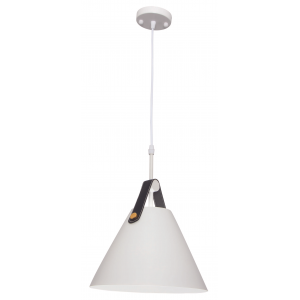 Bright Star Lighting - Metal Pendant with Leather Strap - White