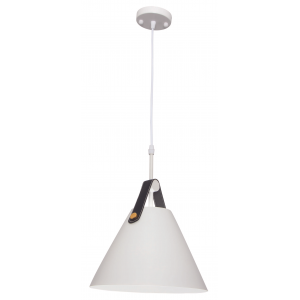 Bright Star Lighting - Metal Pendant with Leather Strap - White