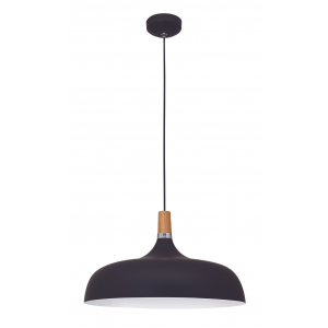Bright Star Lighting - Metal and Wood Pendant - Black