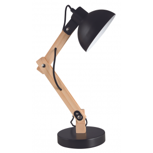 Bright Star Lighting - Metal And Wood Desk Lamp - Black