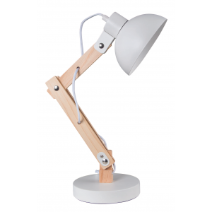 Bright Star Lighting - Metal And Wood Desk Lamp - White