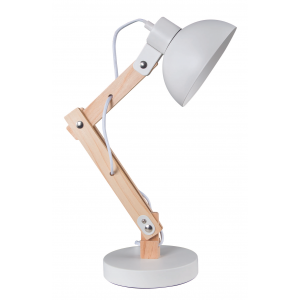 Bright Star Lighting - Metal And Wood Desk Lamp - White
